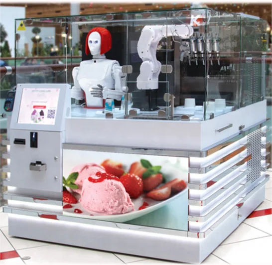 Hot Sale 24 Hours Online Service Robot Ice Cream Vending Machine 5 Flavor Ice Cream