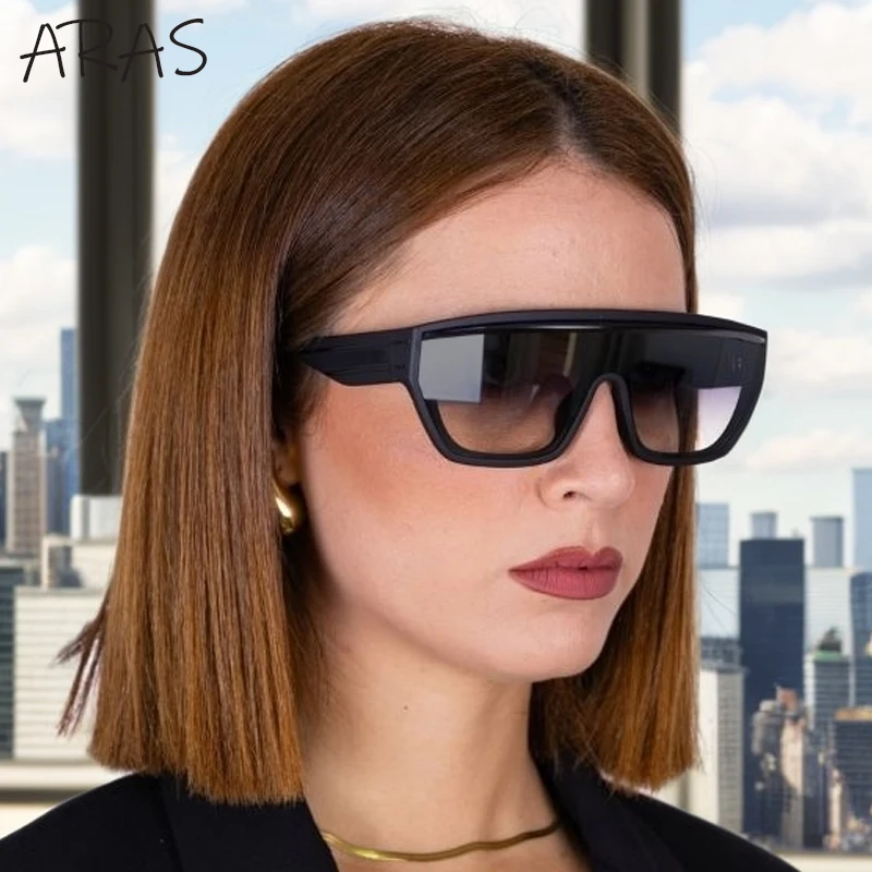 Oversized One-Piece Shield Punk Sunglasses Women 2026 Luxury Brand Classic Metal Shades Windproof Outdoor Eyewear For Men UV400