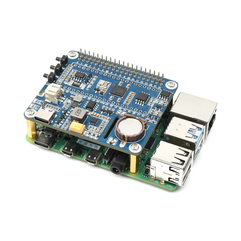 Power Management HAT for Raspberry Pi, Supports charging And Power output at the same time, Embedded RTC and Multiple Protection