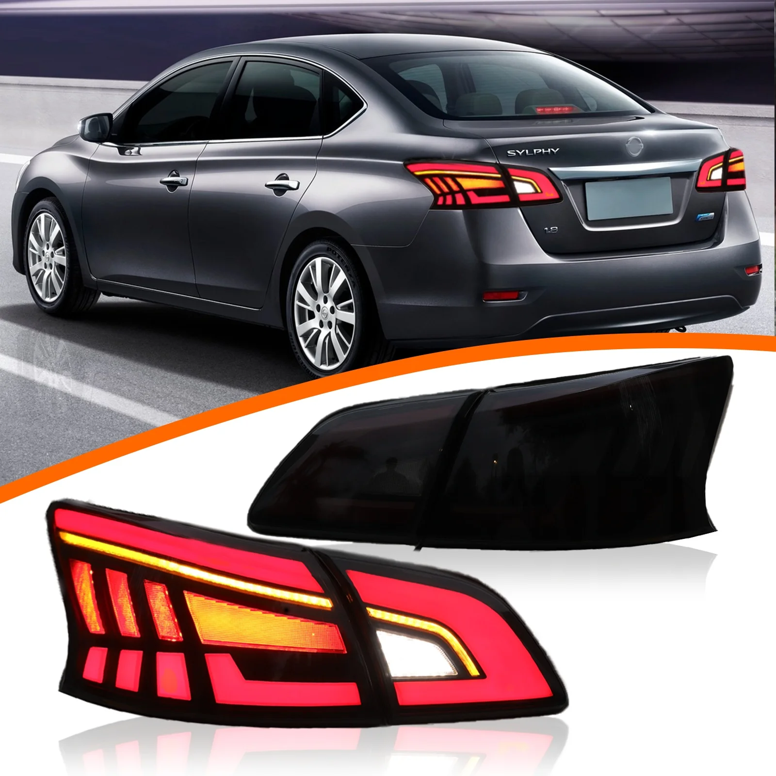 Car LED Rear Taillights for 13TH Nissan Sentra Sylphy 2012-2015,2016-2019,2022 Animation RGB Rear Lamps LED Taillight Assembly