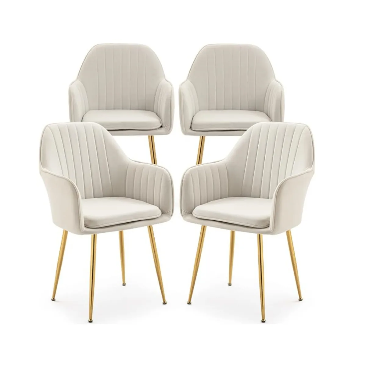 Fauteuil confortable moderne en velours beige pour restaurant, chaise d'appoint avec coussin pour salon et salle à manger, pieds en métal doré