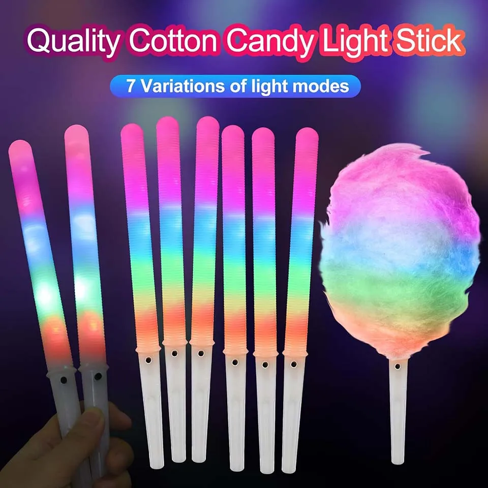 10/20/50 Stück Bunte Blinkende LED-Leuchtstäbe Zuckerwatte-Stäbchen Wiederverwendbare Leuchtende Marshmallow-Stäbe LED-Lichtröhren Party-Requisiten
