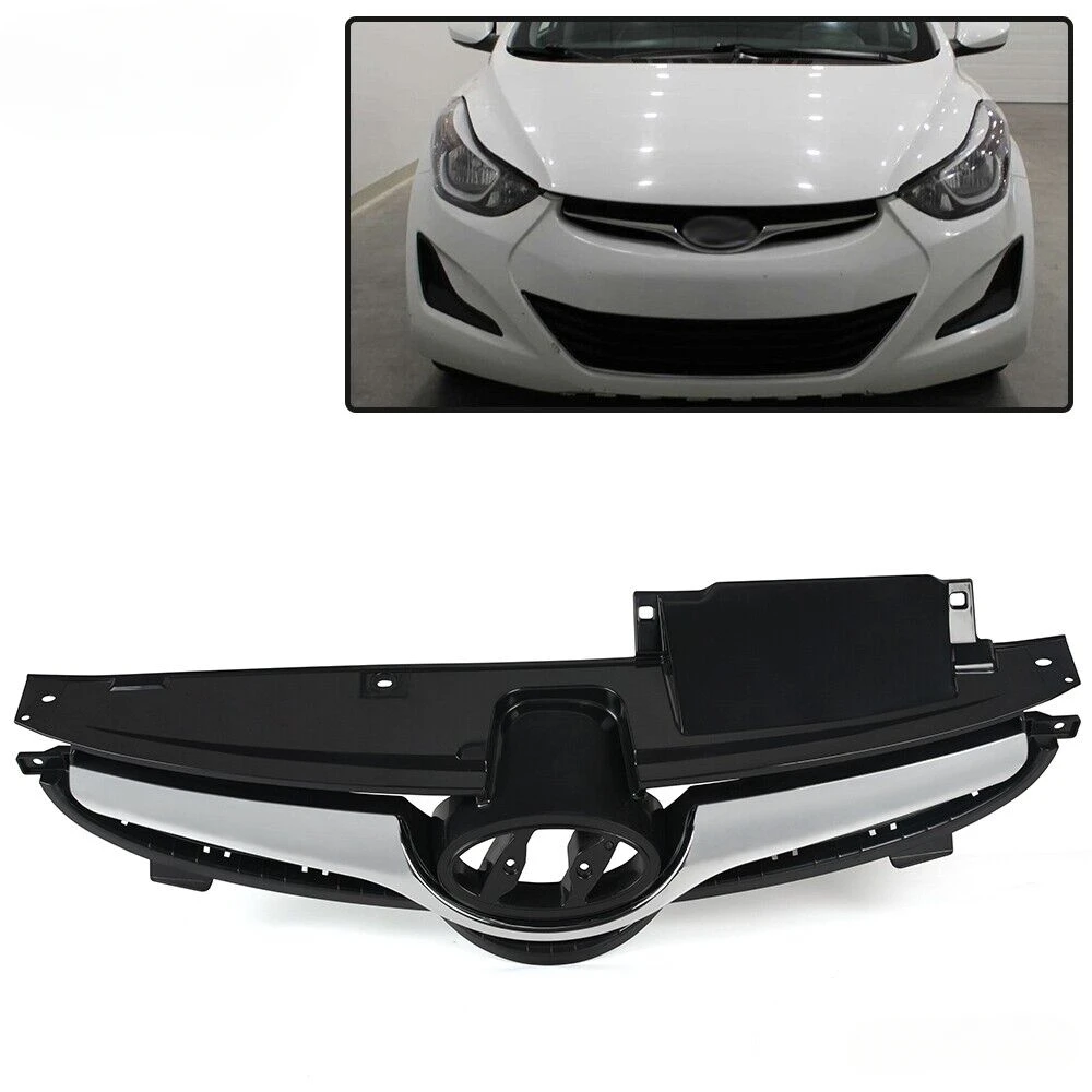 

Для Hyundai Elantra 2014 - 2016 решетка с хромированным передним бампером черная-