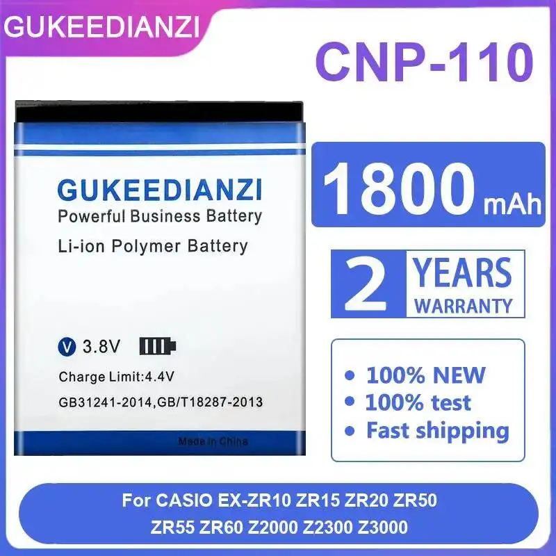 Batería de Repuesto Confiable Cnp-110 de 1800mAh para Cámaras Casio EX-ZR10, ZR15, ZR20, ZR50, ZR55, ZR60, Z2000, Z2300, Z3000