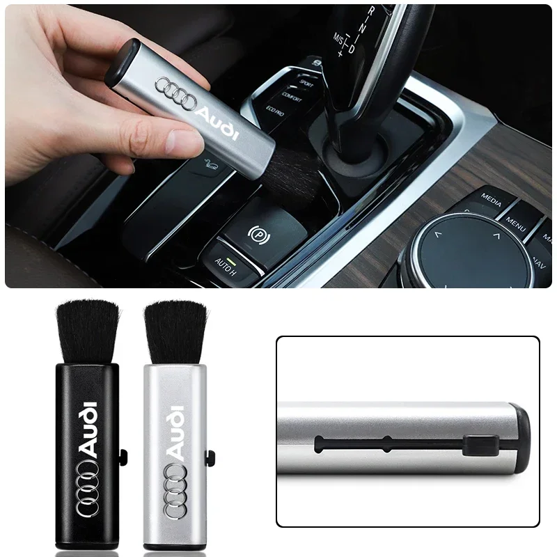 Car ln car Retractable Cleaning Soft Brush Dust Removal Tools For Audi Sline A1 A3 A4 A5 A6 A7 A8 B8 B9 B6 C6 Q2 Q3 Q5 Q7 Q8 TT