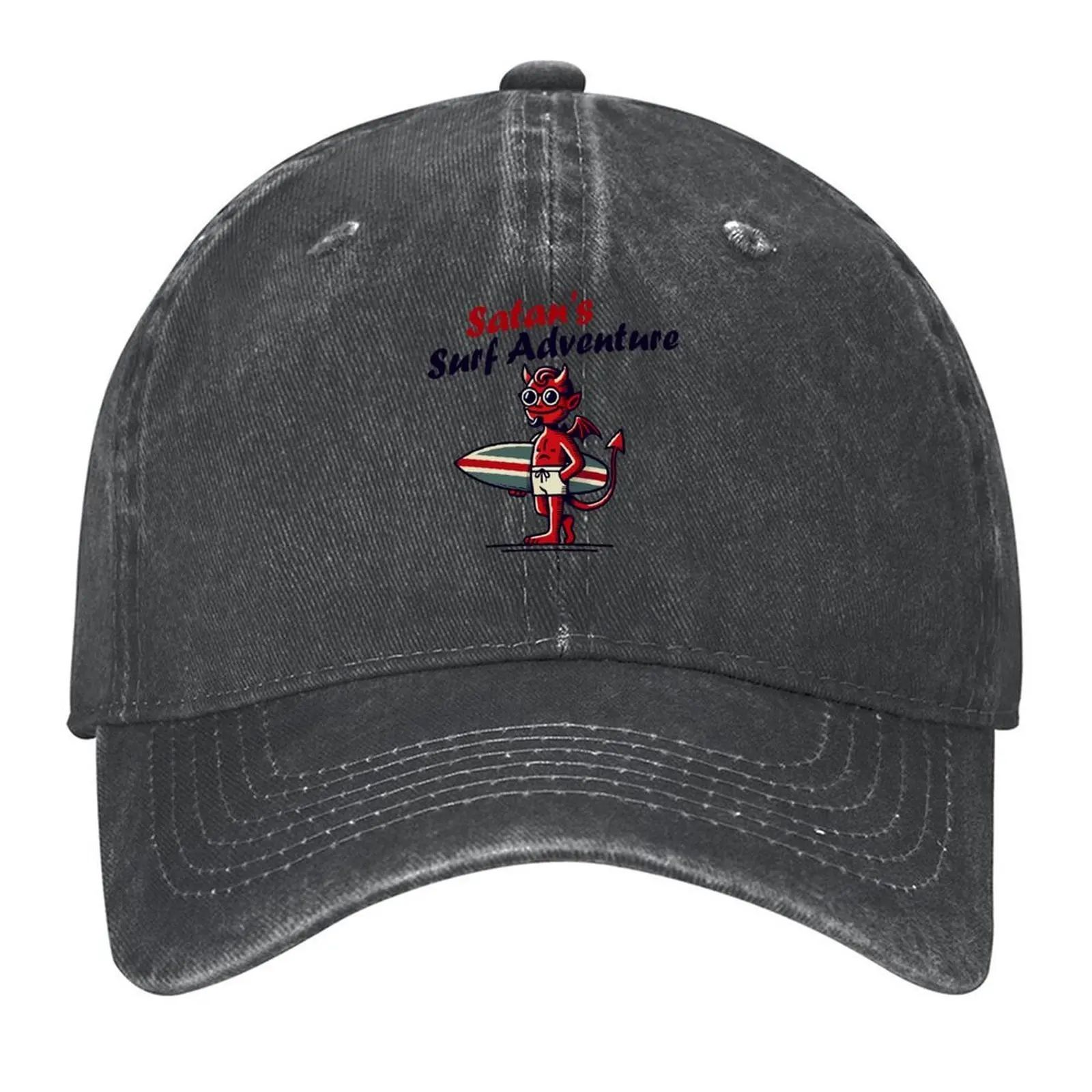 

A cool devil carrying a surfboard Baseball Cap Golf Hat Beach Outing hiking hat dad hat Baseball For Men Women's