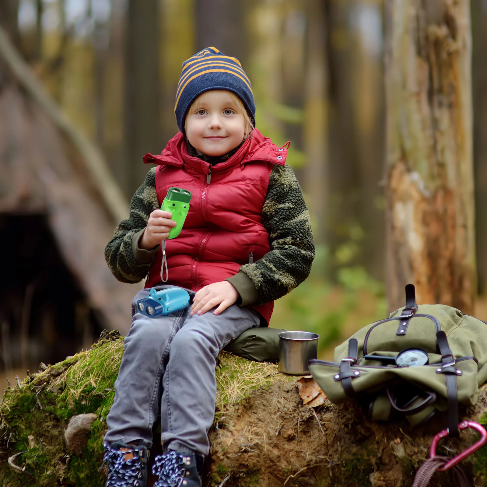 

3 pcs Pressurized Flashlight Cartoon Pig Design Reusable Portable Led Light For Adults Camping Hiking Emergency Use