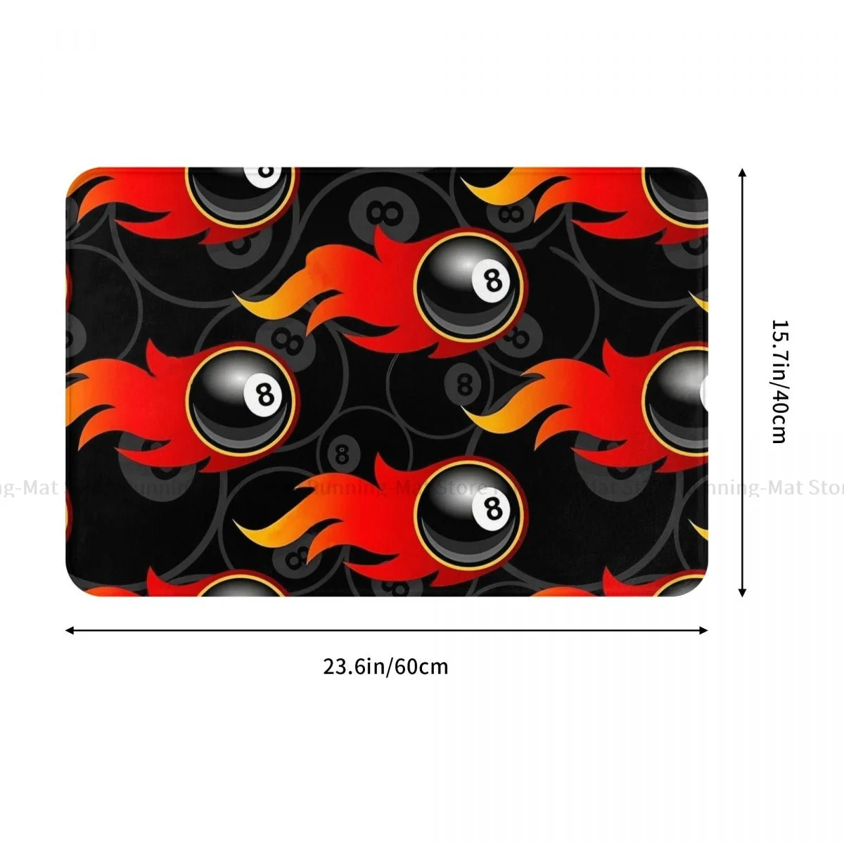 Billiards Cue Sport Pool Snooker Games Non-slip Doormat 8 Ball Flaming Fire Bath Bedroom Mat Welcome Carpet Flannel Decor