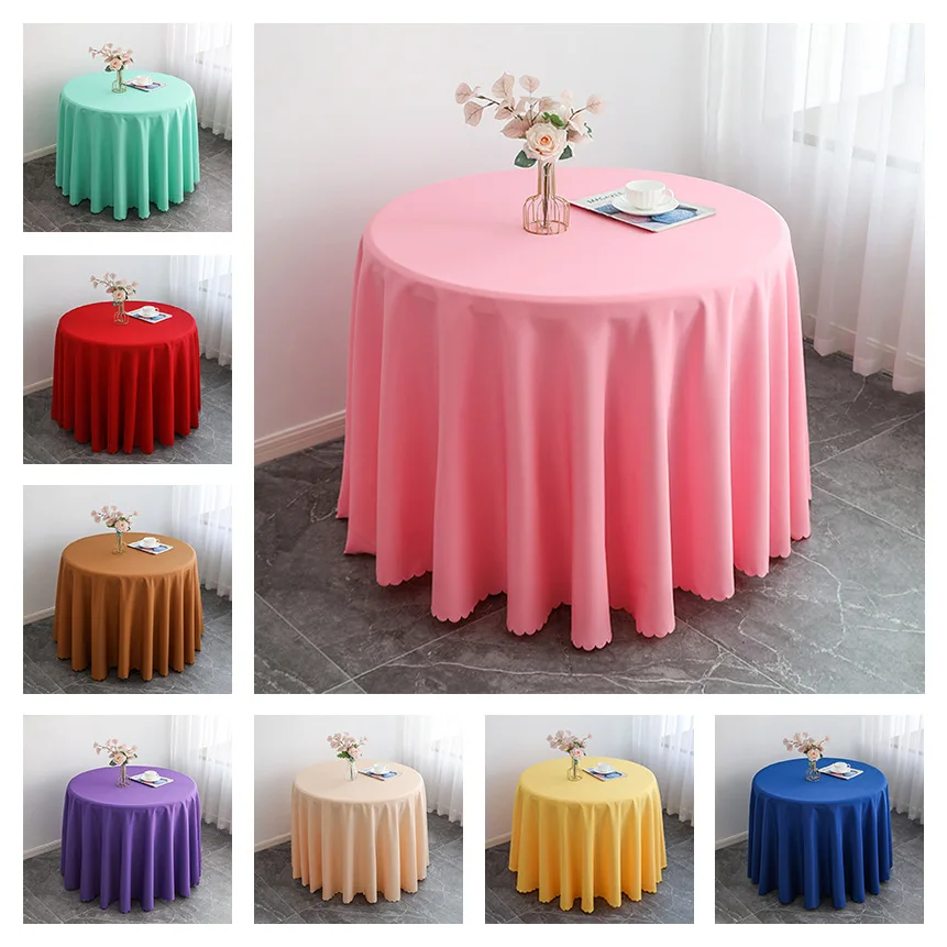 1pcs Polyester Round Tablecloth White/Black/Red/Blue/Gold Solid Table Cloth for Wedding Birthday Party Table Cover Home Decor