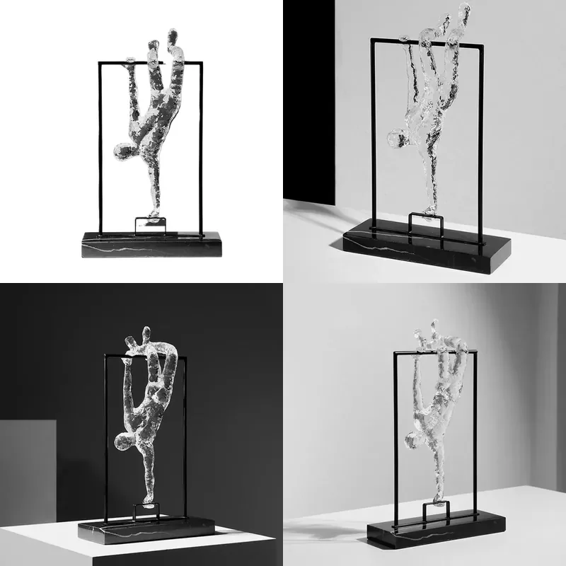 Modern Art Creative Transparent Figure Sculpture Ornament for Home Office Model Room Tabletop Decoration