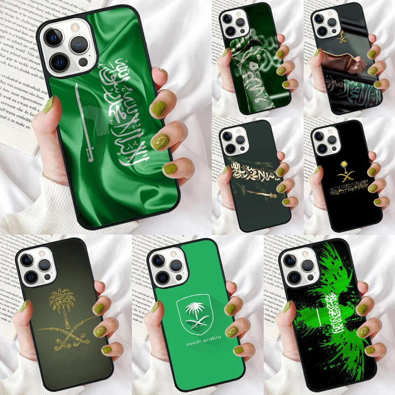المملكة العربية السعودية العلم قضية الهاتف آيفون 17 الهواء 16 15 14 12 13 زائد 11 برو ماكس الغطاء الخلفي Fundas شل كوكه #1
