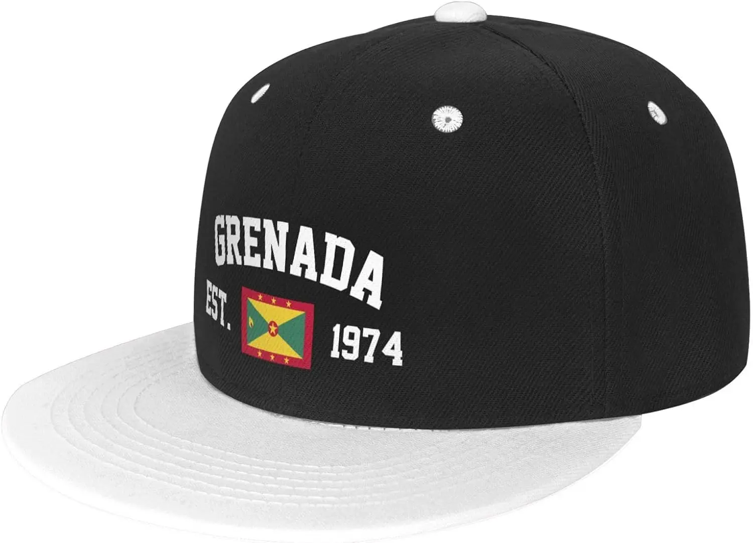 Grenada Flag Snapback Flat Bill Hat Adjustable Cap for Patriotic Men White