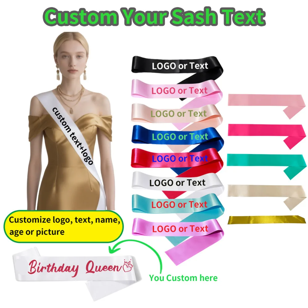 DIY Personalized Satin Sash Custom Words Bride Tribe Bachelorette Bridal Shower Hen Party Decor