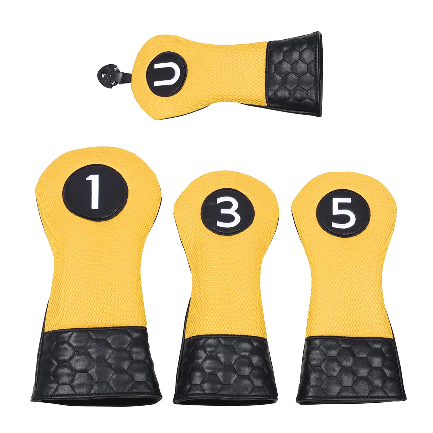 New 4pcs/Set Golf Headcover Driver Fairway Hybird Wood Head Cover Set PU Leather Soft Durable Golf Woods Club Accessories ﻿