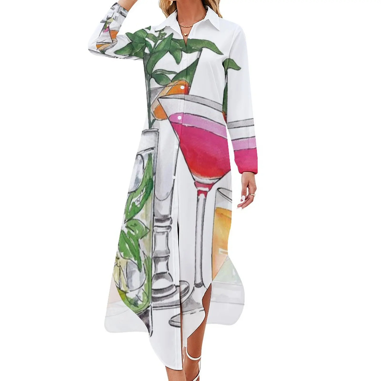 

Alcohol Drinks Tapestry Long Sleeved Shirt Dress birthday dress for women dresses for official occasions Party dresses for women