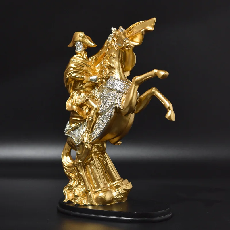 Knight Napoleon Riding A Horse Medieval Statue Resin Statue Retro Armor Warrior Sculpture Home Decoration Collection Gift Statue