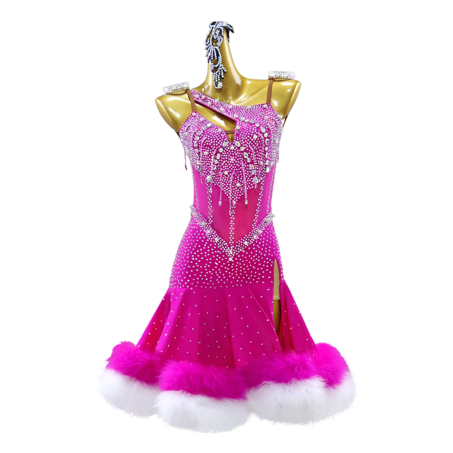 Latin dansjurk Dames podiumoptreden outfits Ballroom feest gala oefenkleding carnavalskostuum meisjes verenpak 2026 - afbeelding 2