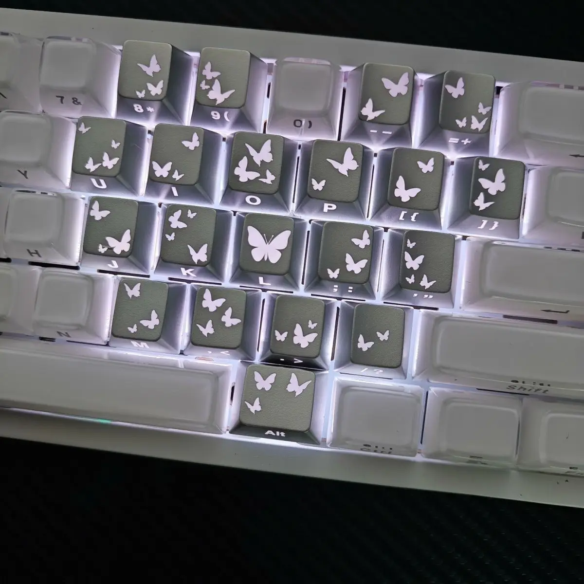 Keycaps Love Butterfly gravés sur le côté, transmission de la lumière avec caractères, axe magnétique CHERRY, keycaps pour clavier mécanique Wooting