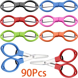90Pcs Folding Scissors Portable Travel Scissors Safe Mini Folding Travel Pocket Scissors Handicrafts Scissors