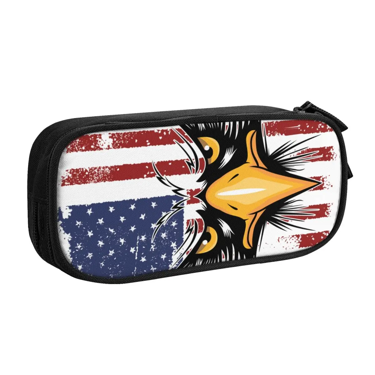 Custom American Eagle Flag Cute Pencil Cases Boy Girl Large Capacity USA Patriotic Pencil Pouch Students Stationery