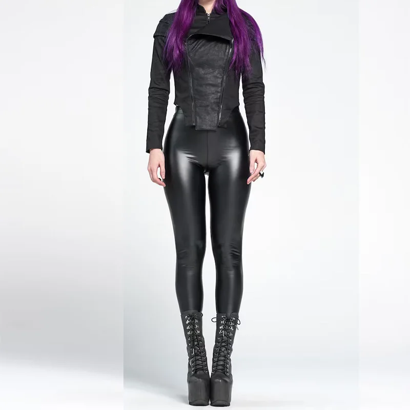 Women Sexy Faux Leather Pencil Pants High Waist For Matte PU Skinny Legging PVC Slim Trousers Nightclub Life Winter Custom 2023