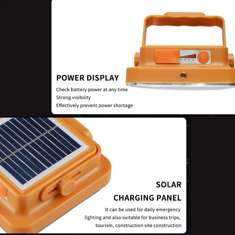 100W Portable Solar Camping Lights 3 Light Modes USB Rechargeable Work Repair Lighting LED Outdoor Work Repair Magnet Flashlight