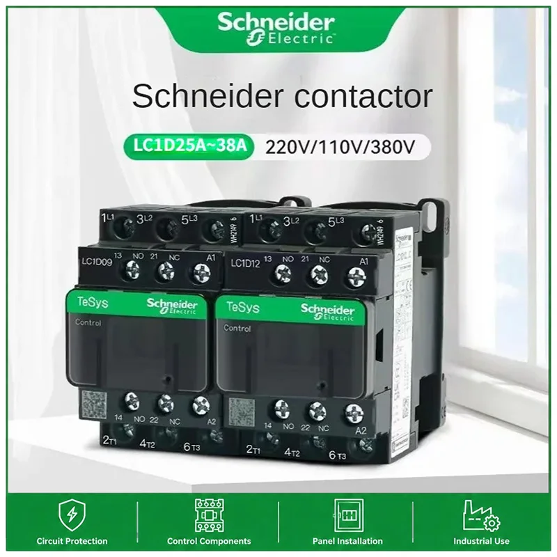 Schneider New black version AC Three-pole contactor 3P LC1D25 LC1D32 LC1D38 B7C F7C Q7C M7C 24V 110V 220V 380V Original Product