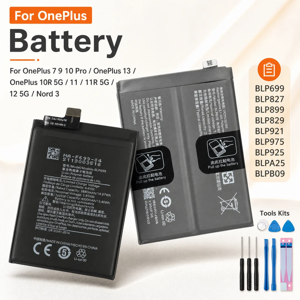 Batterie lithium interne haute capacité, neuve, multi-codes OEM, compatible avec tous les téléphones OnePlus de la série Flagship et Nord