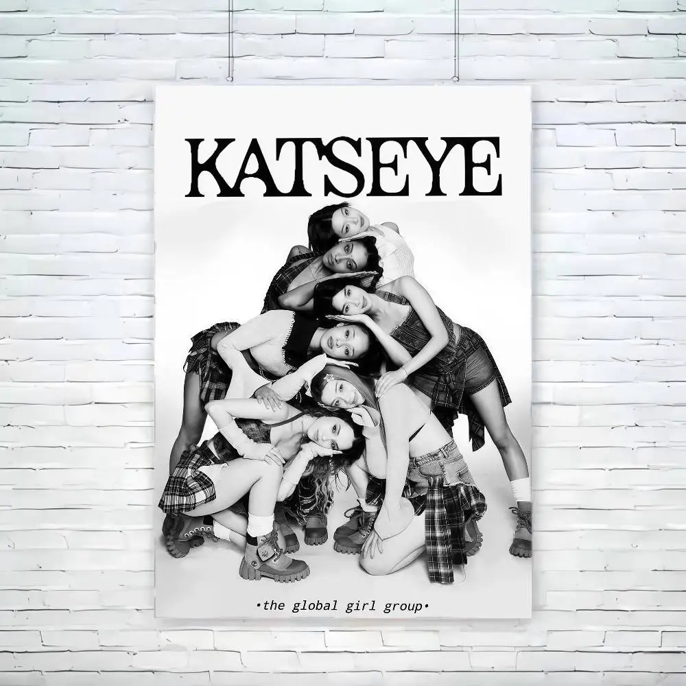شعبية Kpop الفرقة K-Katseye نوعية جيدة يطبع والملصقات خمر غرفة المنزل بار مقهى ديكور الجمالية الفن طلاء جدران