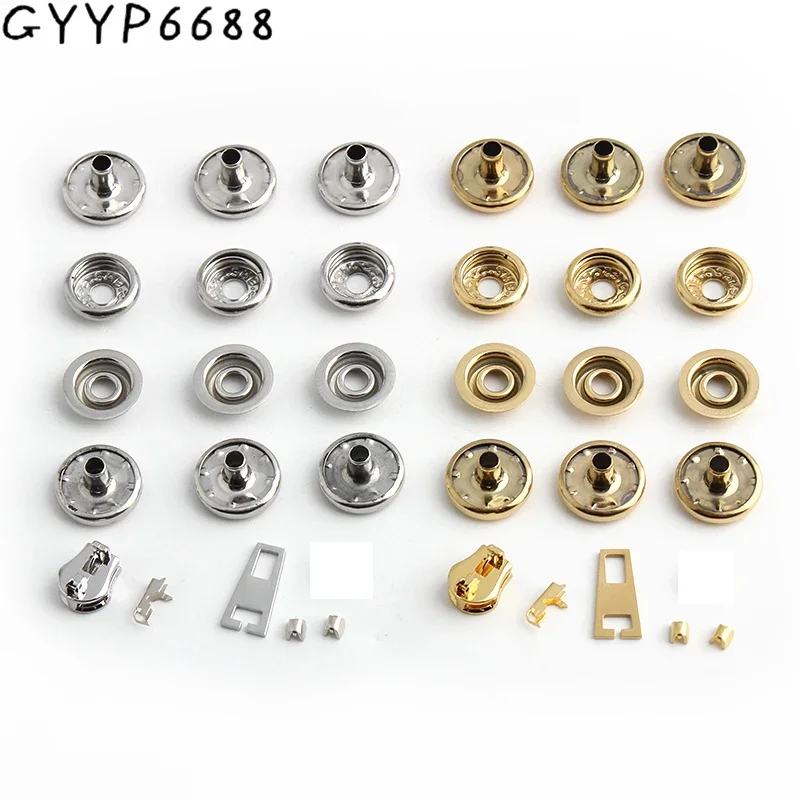 1/5/10Sets Stainless Steel Metal Whole Set Of Buttons With Puller For Handbag Tote Bags Press Studs Sewing Fastener Accessories