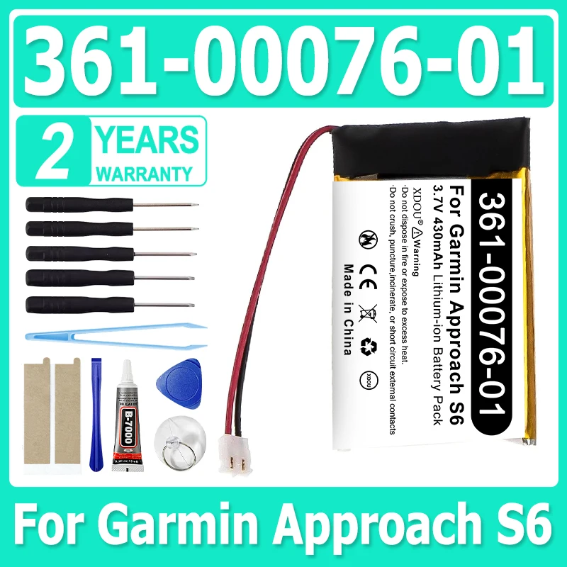 430mAh 361-00076-01 Smart Watch Battery For Garmin Approach S6 +