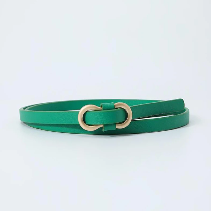 Multicolor Women Fashion Thin Belt Casual Decoration Dress Shirt Buckle Small Belts Solid Pu Leather Ladies Belts