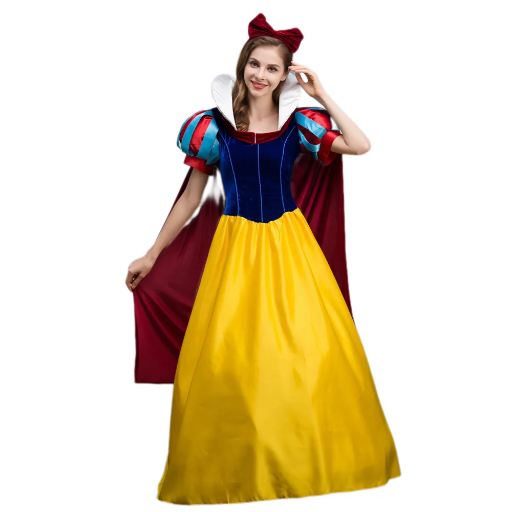 Deluxe Snow White Cinderella Dress For Women Yellow Ball Gown Costume Halloween Halloween Princess Fantasia Fancy Dress