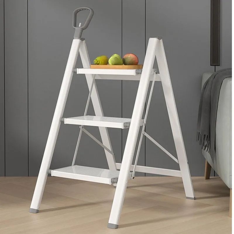 

Aluminum Alloy Thickened Folding Telescopic 3 Step Ladder Multi-functional Handrail Step Ladder Stool Widened Pedal Shelf