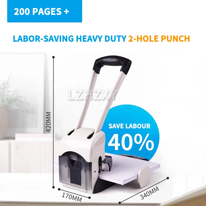 2-Hole Punch Black Effortless Punch Small Punching Machine A4 Document Paper Puncher Office Paper Voucher Office Stationery