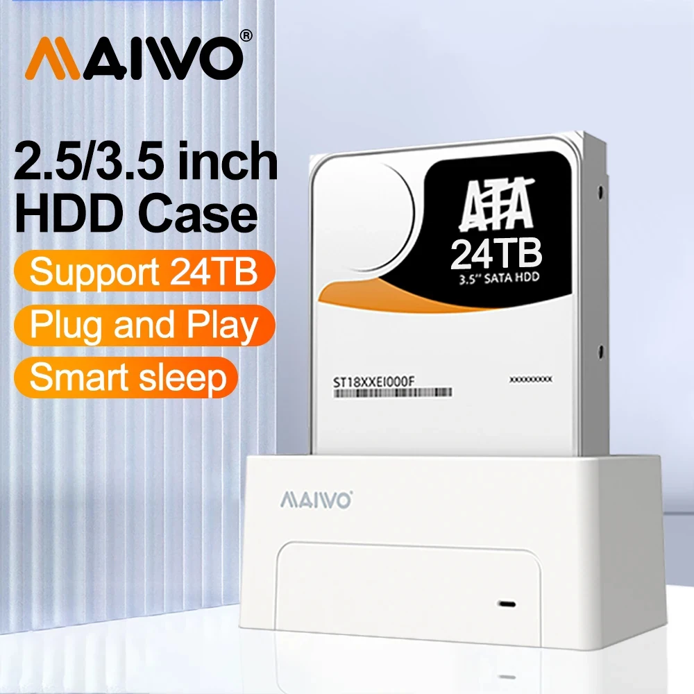 

MAIWO USB 3.0 to 3.5 Inch Hard Drive Enclosure Vertical External Hard Drive Docking Support UASP for 2.5 3.5 inch SATA HDD SSD