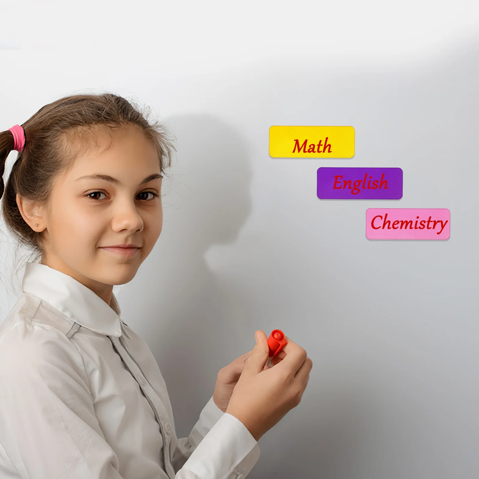 54 قطعة من علامات الأسماء المغناطيسية القابلة لإعادة الاستخدام، ملصقات المسح الجاف الملونة لخزانة الملفات، ملصقات مغناطيسية للسبورة البيضاء