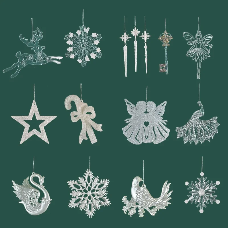 Christmas decoration supplies acrylic glitter creative dress up pendant Christmas tree shopping mall window scene layout