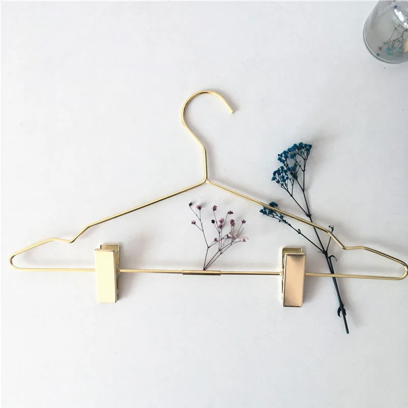 2pcs Rose Gold/Golden Aluminum alloy  Metal Heavy Duty Pants Skirt Slack Hangers, Trousers Hanger with Clips Rack Swivel Hook