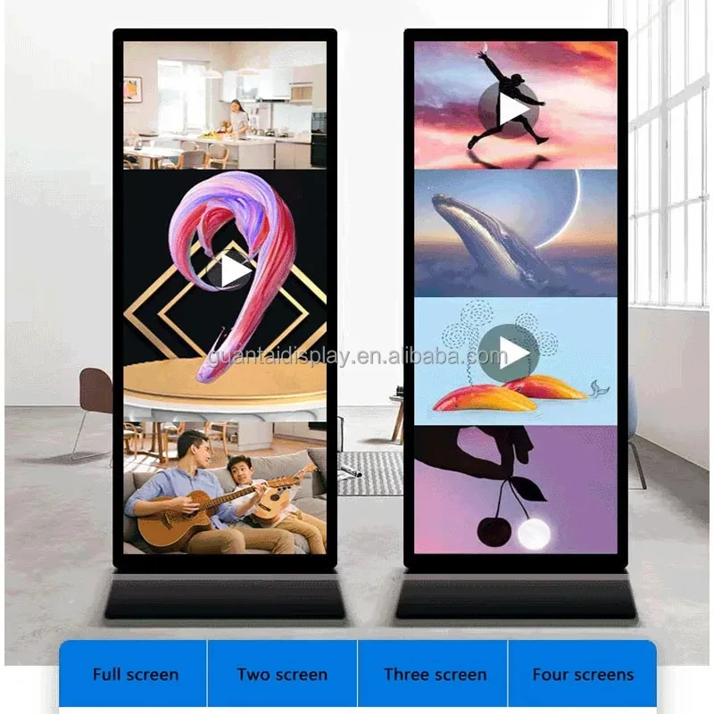 64 Inch Floor Stand Lcd Touch Screen Totem Video Floor Stand, Information Kiosk Digital Signage Kiosk Advertising Display Screen