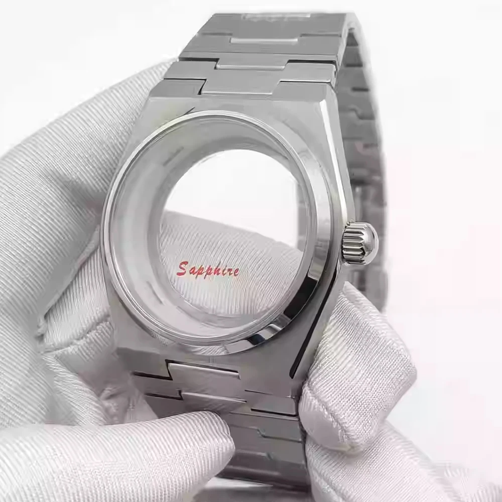 40mm NH35 Case, Stainless Steel Sapphire Glass Watch Case + Strap for NH35 NH36 NH38 NH70 4R Movement Watch Shell With Bracelet