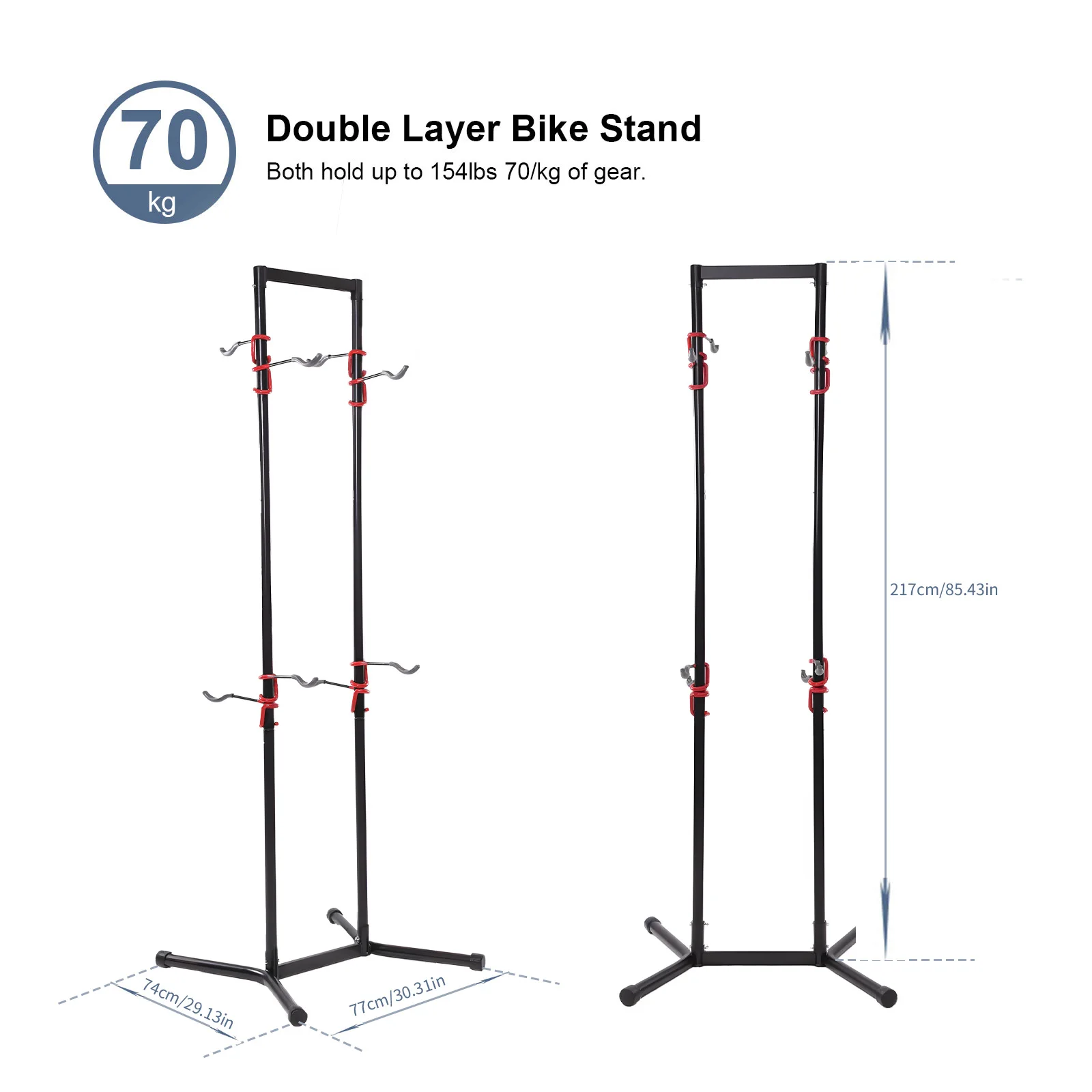 TOSUOD Fahrradständer mit 70 kg Tragkraft, Verstellbar, Kratzfest, für Innenräume und Garagen, Ausstellungsregal – Detail 1