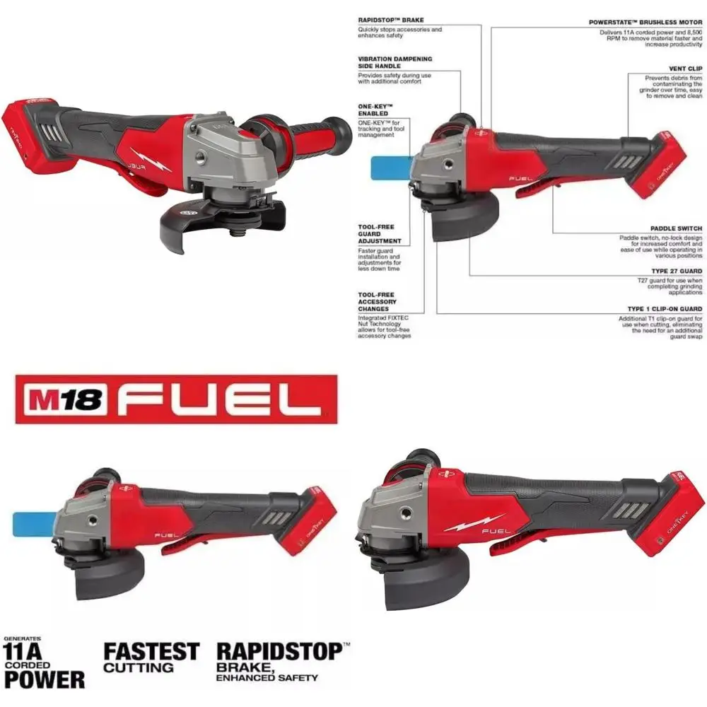 

Angle Grinder 4-1/2 to 5-Inch Brake with ONE-KEY Paddle Switch Technology for Professional Use