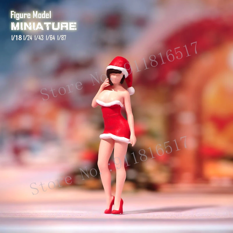 Miniaturas 1/87 1/64 1/43 1/24 1/18 Navidad Santa Claus figura de niña escena arena fotografía modelo adornos de mesa Decoración