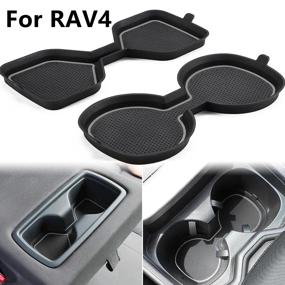 Car Cup Slot Holder Coaster For Toyota RAV4 2025 2024 2023 2022 2021 2020 2019 No Slip Silica Pad for Car Interior Accessories