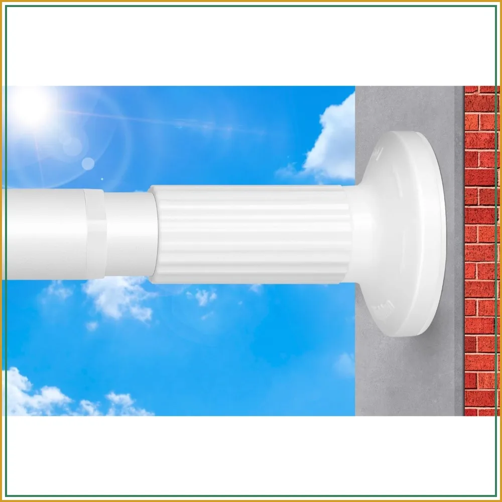 White Tension Curtain Rod 51-165In, Long Adjustable No Drilling for Window Bathroom, Outdoor Patio, Easy Install, Never Rust, 1.26In Diameter