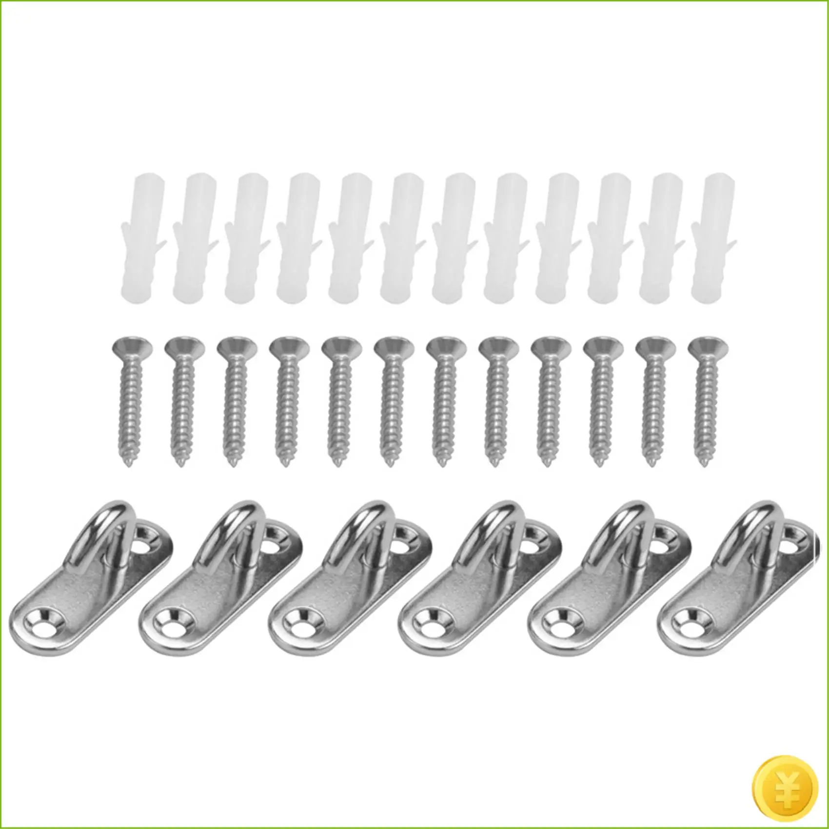 6 Pack Stainless Steel Ceiling Hooks M5 Oval Open Hooks Pad Eye Plate Anchor Screw Wall Mount Hook For Plant Basket