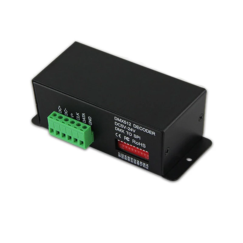 

Decoder Pixel Light Controller, Signal Converter, 5V-24V, DMX512 to SPI LPD6803, LPD8806, WS2801, SK6812, TM1814 IC, DMX Slave