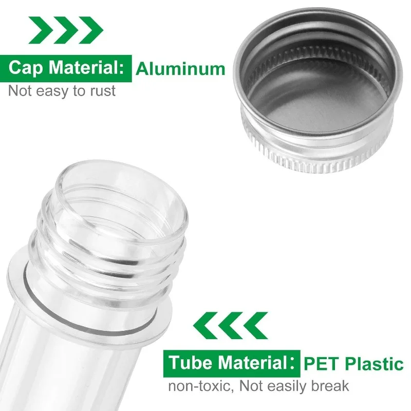 60Pcs Clear Plastic Test Tubes 45ML with Screw Caps,Test Tube Container for Scientific Party,Wedding Decorate, Plant Propagation