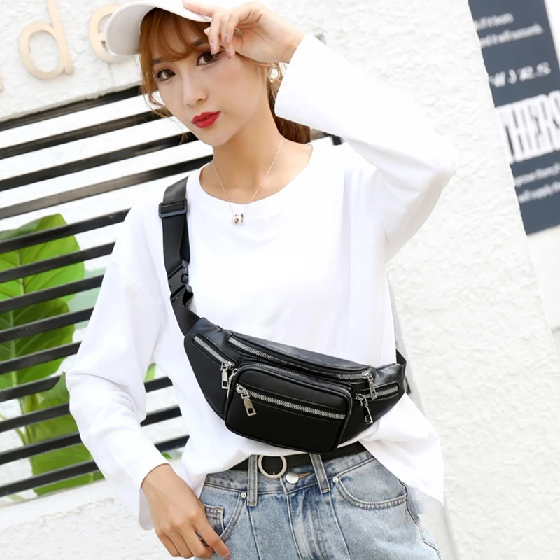 Multi Zipper Pockets Fanny Pack Lightweight Adjustable Strap Hip Waist Bag